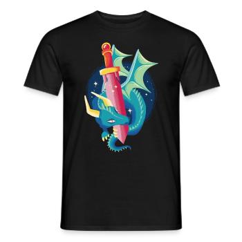 Niedliche Drachenfantasieschwert Mythische Kreatur - Männer T-Shirt - Schwarz - Vorne - AI Model Male 178 light (178cm)