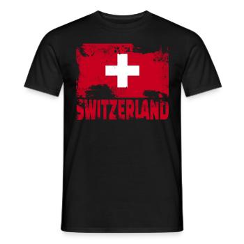 Schweiz Flagge Vintage Distressed Swiss Grunge Tra - Männer T-Shirt - Schwarz - Vorne - AI Model Male 178 light (178cm)