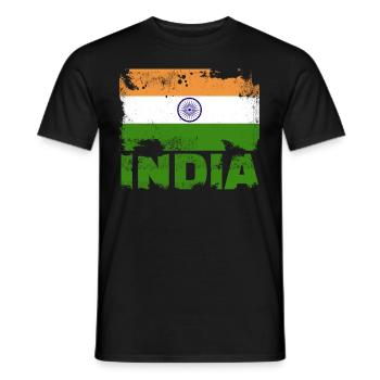 Indien Flagge Vintage Distressed Indian Grunge Tra - Männer T-Shirt - Schwarz - Vorne - AI Model Male 178 light (178cm)