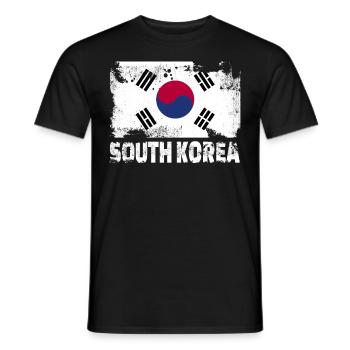 Südkorea Flagge Vintage Distressed Korean Grunge T - Männer T-Shirt - Schwarz - Vorne - AI Model Male 178 light (178cm)