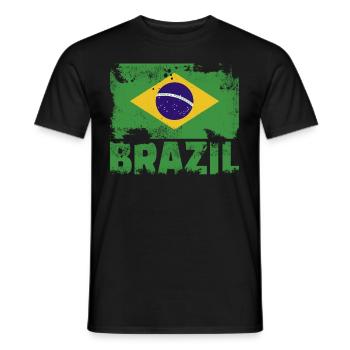 Brasilienflagge Vintage Distressed Brazilian Grung - Männer T-Shirt - Schwarz - Vorne - AI Model Male 178 light (178cm)