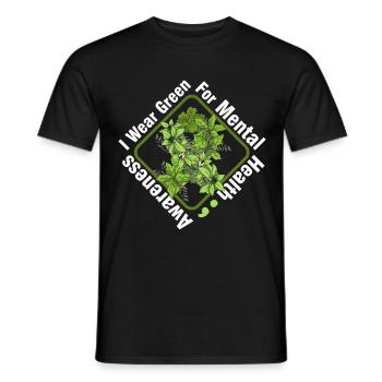 Ich trage grün für das Bewusstsein für psychische - Männer T-Shirt - Schwarz - Vorne - AI Model Male 178 light (178cm)