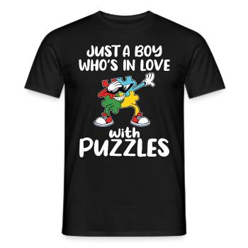 Nur ein Junge, der sich in rätselhafte, das Puzzle - Männer T-Shirt - Schwarz - Vorne - AI Model Male 178 light (178cm)
