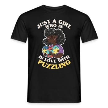 Süßes schwarzes Mädchen, das in rätselhafter Afro - Männer T-Shirt - Schwarz - Vorne - AI Model Male 178 light (178cm)