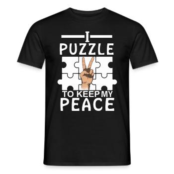 Ich rätsele, um mein Friedenszeichen lustig rätsel - Männer T-Shirt - Schwarz - Vorne - AI Model Male 178 light (178cm)