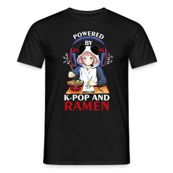 Angetrieben von K-Pop und Ramen skizzieren Anime G - Männer T-Shirt - Schwarz - Vorne - AI Model Male 178 light (178cm)