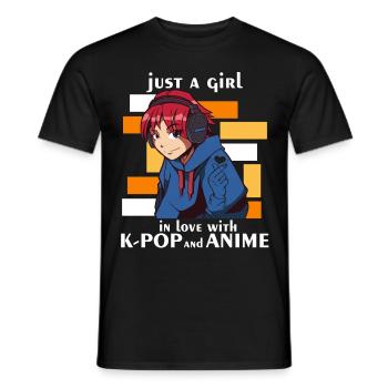 Nur ein Mädchen, das in Kpop und koreanische Anime - Männer T-Shirt - Schwarz - Vorne - AI Model Male 178 light (178cm)
