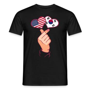 Korea Finger Herz südkoreanische amerikanische Fla - Männer T-Shirt - Schwarz - Vorne - AI Model Male 178 light (178cm)