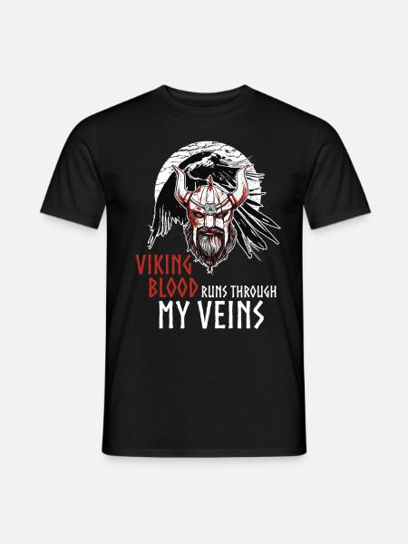 Wikingerblut rennt durch meine Adern Odins Raben - Männer T-Shirt - Schwarz