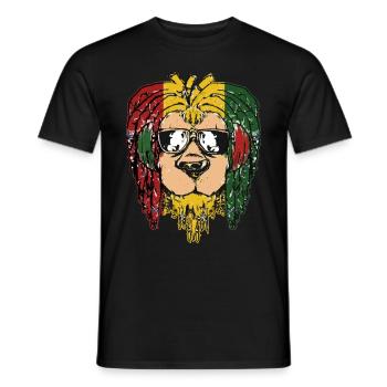Reggae Rastafari Dreadlock Lion Leo Zodiac Zeichen - Männer T-Shirt - Schwarz - Vorne - AI Model Male 178 light (178cm)