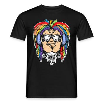 Löwenkopf Rasta Reggae Regenbogen Dreadlock Leo Zo - Männer T-Shirt - Schwarz - Vorne - AI Model Male 178 light (178cm)