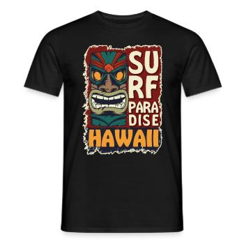 Tiki Face Surf Paradise Hawaii Surfen - Männer T-Shirt - Schwarz - Vorne - AI Model Male 178 light (178cm)