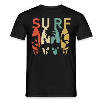 Surfboard Retro Surfing Surfer - Männer T-Shirt - Schwarz - Vorne - AI Model Male 178 light (178cm)