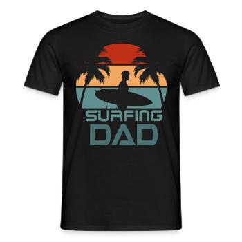 Surfing Dad Vintage Sunset Beach Palm Tree Surf - Männer T-Shirt - Schwarz - Vorne - AI Model Male 178 light (178cm)