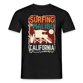 Surfen in Malibu California LifeGuard Station Surf - Männer T-Shirt - Schwarz - Vorne - AI Model Male 178 light (178cm)