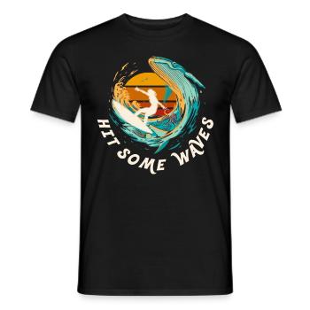 Schlagen Sie einige Wellen Retro Sunset Surfen Sur - Männer T-Shirt - Schwarz - Vorne - AI Model Male 178 light (178cm)