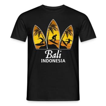 Bali Indonesia Surfer Spot Sunset Surfboards Surf - Männer T-Shirt - Schwarz - Vorne - AI Model Male 178 light (178cm)