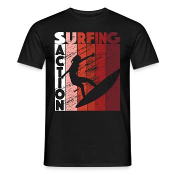 Surfenaktion Retro Surfer Beach - Männer T-Shirt - Schwarz - Vorne - AI Model Male 178 light (178cm)