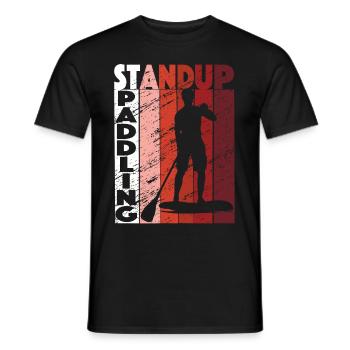 Stand -up -Paddel -Retro -Paddel -Paddelboard - Männer T-Shirt - Schwarz - Vorne - AI Model Male 178 light (178cm)