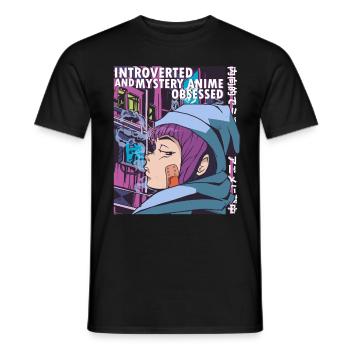 Introvertiert Anime Ästhetik Vaporwave Japan - Männer T-Shirt - Schwarz - Vorne - AI Model Male 178 light (178cm)
