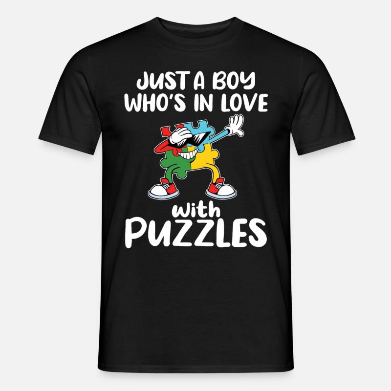Nur ein Junge in Puzzle verliebt - Männer T-Shirt - Schwarz