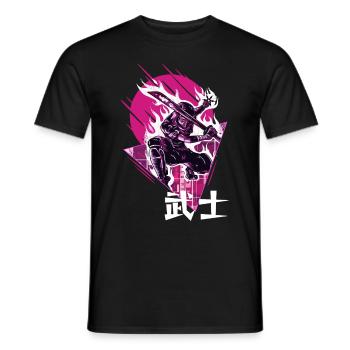 Ninja Samurai Flaming Sword Japanische - Männer T-Shirt - Schwarz - Vorne - AI Model Male 178 light (178cm)