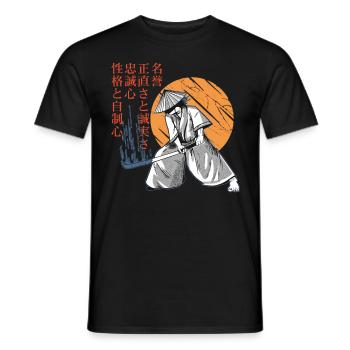 Vintage Samurai Krieger japanischer Katana - Männer T-Shirt - Schwarz - Vorne - AI Model Male 178 light (178cm)