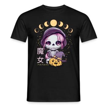 Kawaii Skelett Pastell Goth Chibi Anime Moon Phase - Männer T-Shirt - Schwarz - Vorne - AI Model Male 178 light (178cm)