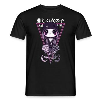 Kawaii trauriges Mädchen Chibi Japanisch Gothic Pa - Männer T-Shirt - Schwarz - Vorne - AI Model Male 178 light (178cm)