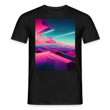 Japanische Vaporwellen -Ästhetik abstrakte digital - Männer T-Shirt - Schwarz - Vorne - AI Model Male 178 light (178cm)