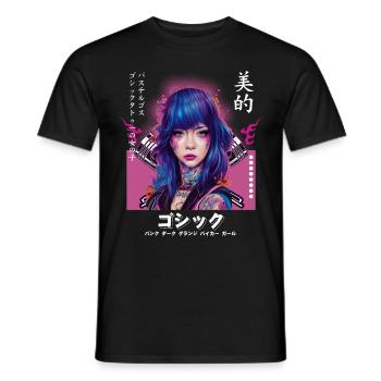 Japanische Motorradbiker -Tattoo Vaporwave -Ästhet - Männer T-Shirt - Schwarz - Vorne - AI Model Male 178 light (178cm)