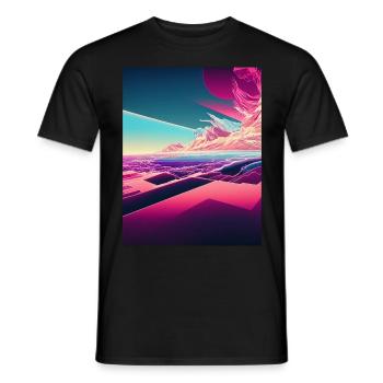 Japanische Dampfwelle Ästhetik blau rosa Muster La - Männer T-Shirt - Schwarz - Vorne - AI Model Male 178 light (178cm)