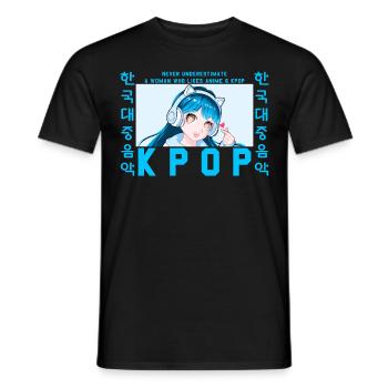 Unterschätzen Sie niemals eine Frau, die Anime und - Männer T-Shirt - Schwarz - Vorne - AI Model Male 178 light (178cm)