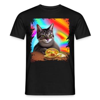 Lustige Regenbogenkatze Taco Kitty Internet MemeSt - Männer T-Shirt - Schwarz - Vorne - AI Model Male 178 light (178cm)