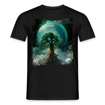 World Tree Yggdrasil Tree of Life Digitales Malere - Männer T-Shirt - Schwarz - Vorne - AI Model Male 178 light (178cm)