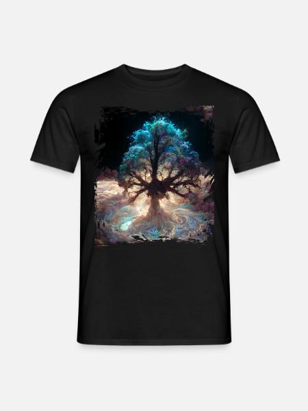 World Tree Yggdrasil Tree of Life Digitales Malere - Männer T-Shirt - Schwarz