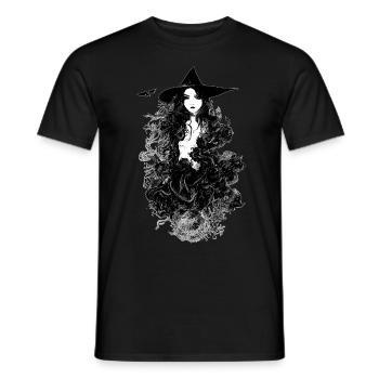 Hexenporträt Schöne Wicca Frau okkulte Gemälde - Männer T-Shirt - Schwarz - Vorne - AI Model Male 178 light (178cm)