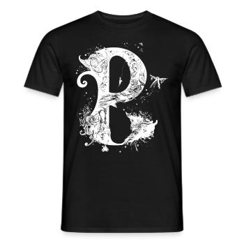 Buchstabe p Monogramm Hand gezeichnet Gothic Witch - Männer T-Shirt - Schwarz - Vorne - AI Model Male 178 light (178cm)