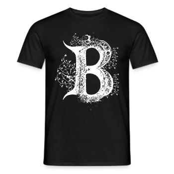 B Monogramm Alphabet Schriftzug Callgraphy GothicN - Männer T-Shirt - Schwarz - Vorne - AI Model Male 178 light (178cm)