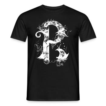Buchstabe p Monogramm Hand gezeichnet Gothic Witch - Männer T-Shirt - Schwarz - Vorne - AI Model Male 178 light (178cm)