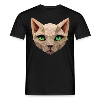 Sphinx Cat Polygon Low Poly Cats Gesicht - Männer T-Shirt - Schwarz - Vorne - AI Model Male 178 light (178cm)