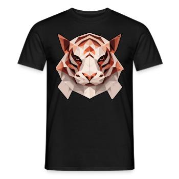 Geometrischer Tiger Polygon niedriger Poly -Tiger - Männer T-Shirt - Schwarz - Vorne - AI Model Male 178 light (178cm)