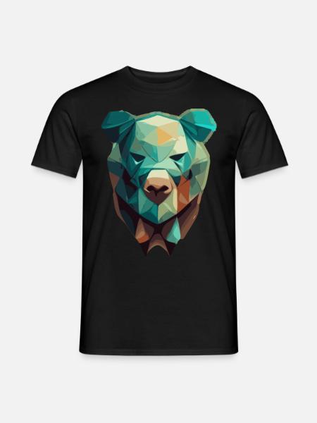 Niedliche Bärengesicht Polygon niedrige Polybären - Männer T-Shirt - Schwarz