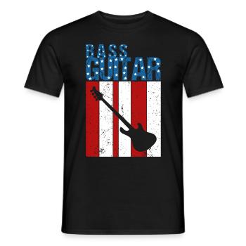 Amerikanische Flaggen -Bassgitarre patriotische Mu - Männer T-Shirt - Schwarz - Vorne - AI Model Male 178 light (178cm)