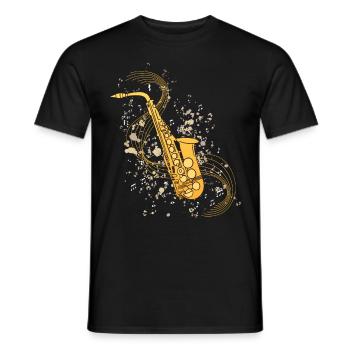 Saxophon Musical Notes Musiksaxophonist - Männer T-Shirt - Schwarz - Vorne - AI Model Male 178 light (178cm)