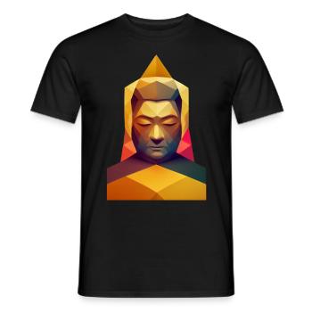 Polygon Buddha Kopf Low Poly Buddhist - Männer T-Shirt - Schwarz - Vorne - AI Model Male 178 light (178cm)