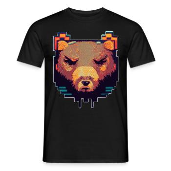 Bear Head Pixel Art 8 -Bit -Retro -Videospiel - Männer T-Shirt - Schwarz - Vorne - AI Model Male 178 light (178cm)