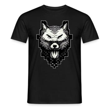 Wolf Head Pixel Art 8 -Bit -Retro -Videospiel - Männer T-Shirt - Schwarz - Vorne - AI Model Male 178 light (178cm)