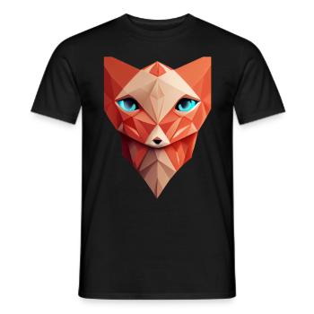 Polygonfuchs Gesicht mit niedrigem Polyfuchskopf - Männer T-Shirt - Schwarz - Vorne - AI Model Male 178 light (178cm)