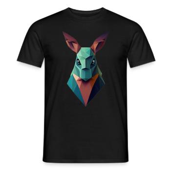 Polygon Känguroo Kopf Low Poly Australian - Männer T-Shirt - Schwarz - Vorne - AI Model Male 178 light (178cm)
